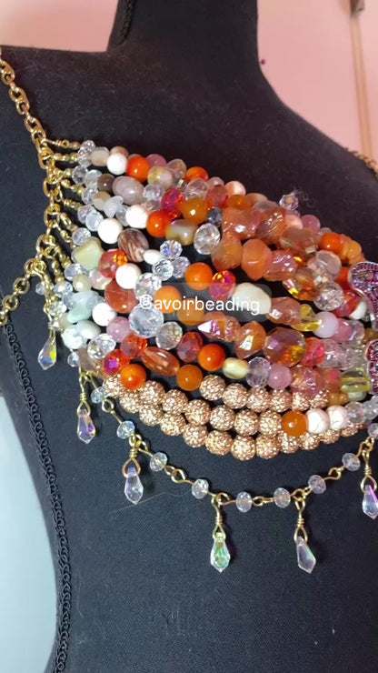 Orange Butterfly Beaded Top